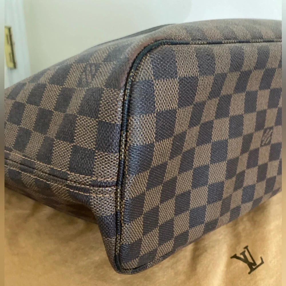 LOUIS VUITTON DAMIER EBENE NEVERFULL MM SHOULDER BAG WITH DUST BAG